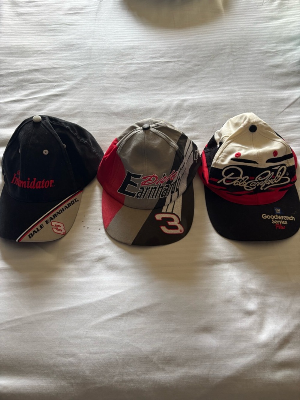 Dale Earnhardt NASCAR 3 Logo Racing Caps - Black/Gray/Red
